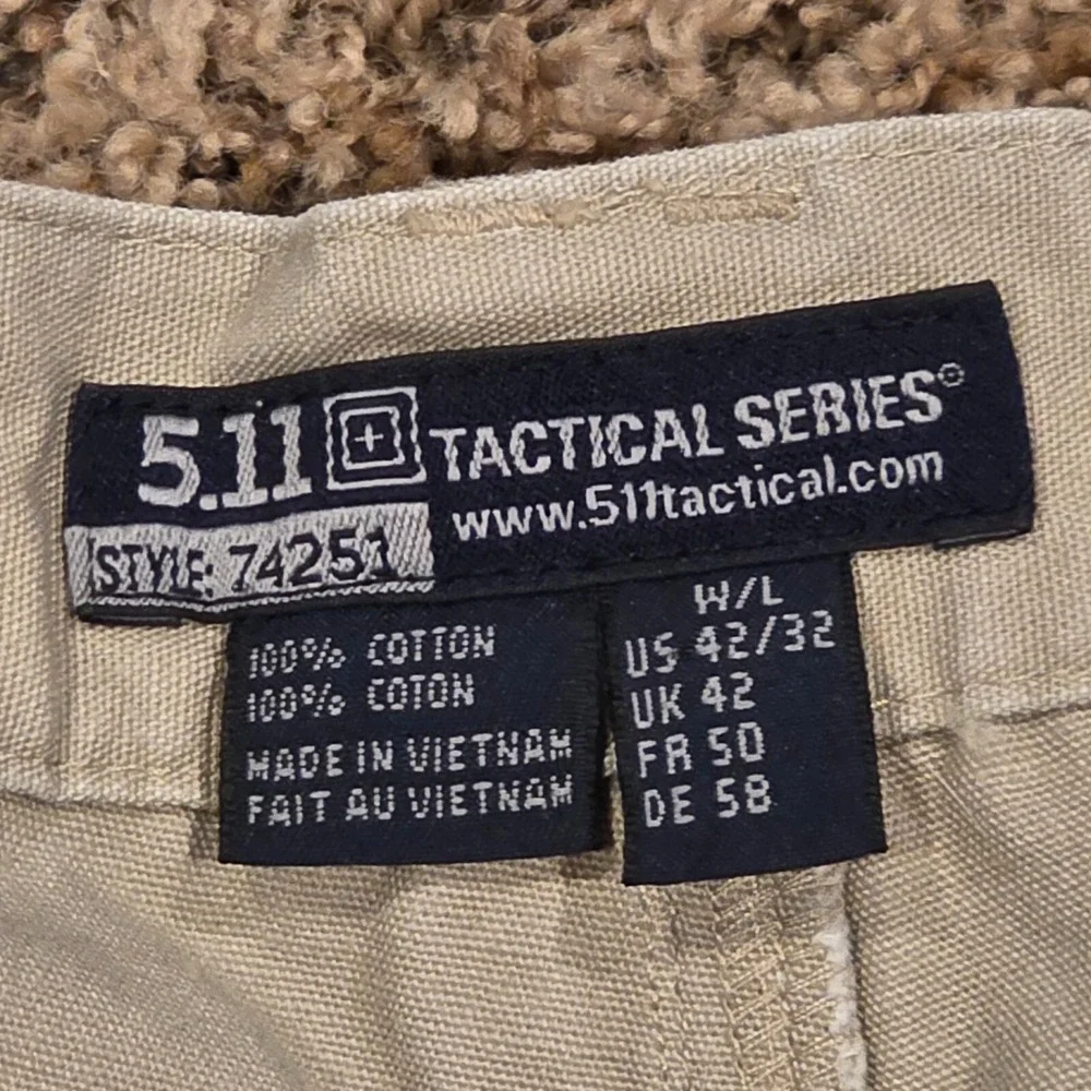5.11‎ Tactical Series Pants 42/32 Mens Beige Cargo Workwear Multi Pocket Ripstop